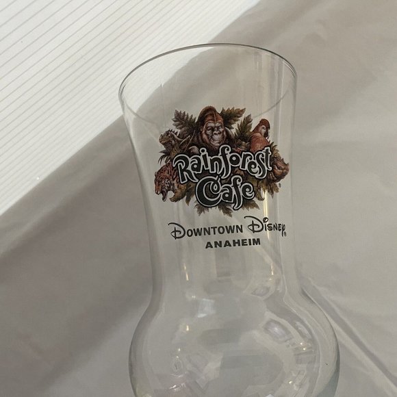 Rainforest Cafe Downtown Disney Anaheim Collectable Hurricane Souvenir Glass Cup - Picture 10 of 10